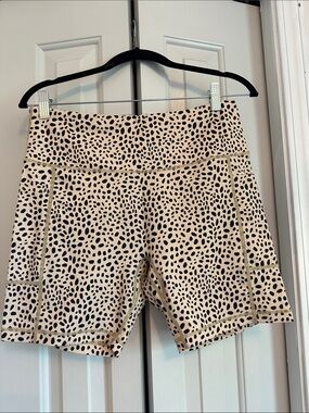 High-Waist Leopard Print Women's Active Biker Shorts
